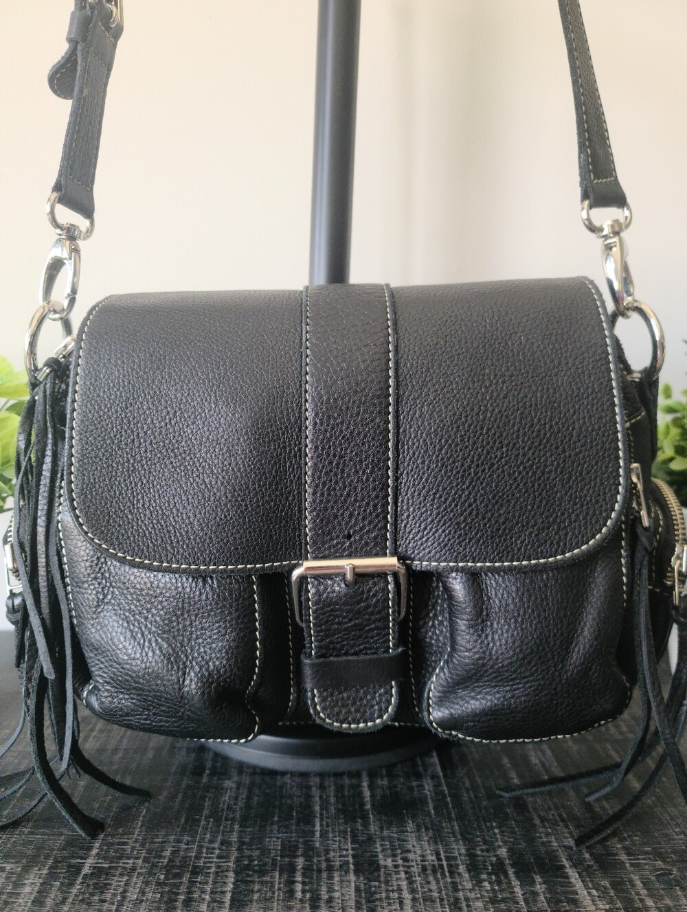 Roots Large Emily Black Leather Bag